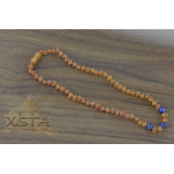 Amber Teething necklace with lapis lazuli